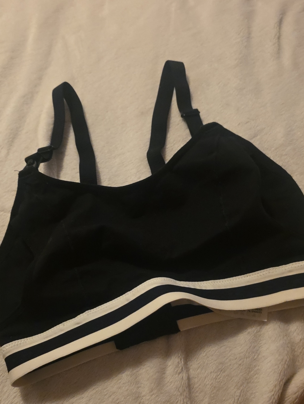 maternity bra Black maternity bra with Black White Stripe Band